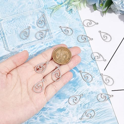 Breloques goutte d'eau acier inoxydable pendentif 22x12mm pour bijou escalade