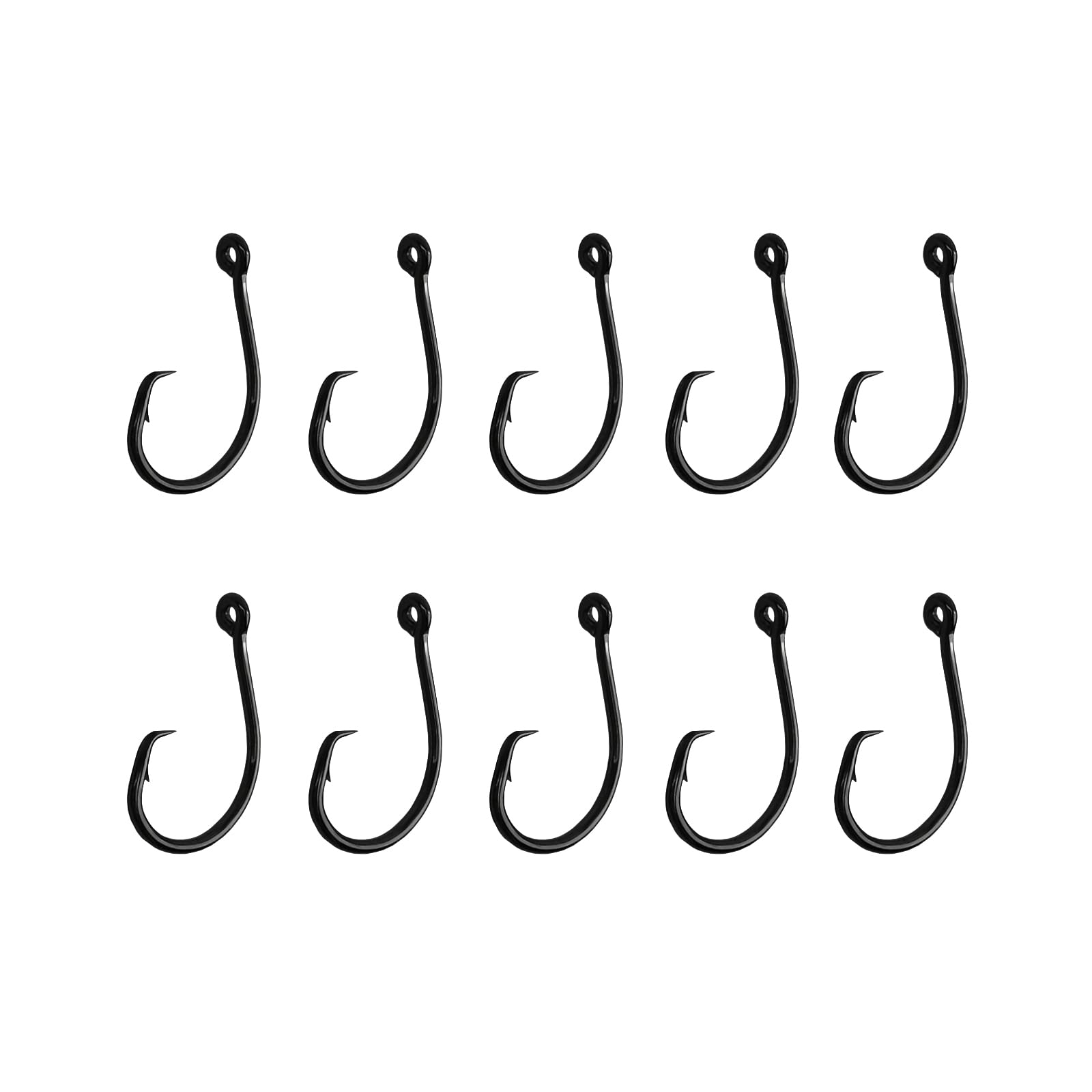 10PCS High-Carbon Steel Circle Hooks Barbed Fishing Hooks with Holes, Freshwater and Saltwater Fishing Hooks for Tuna, Catfish, Bass (2/0)