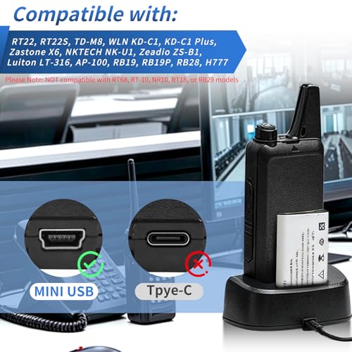 Base de cargador para walkie talkie con adaptador dual y 8 cables para RT22 2