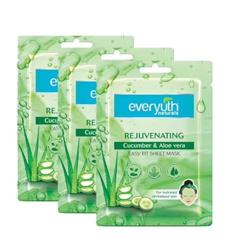Everyuth Naturals Rejuvenating Cucumber & Aloe Vera Sheet Mask Pack of 3 Everyuth Naturals Rejuvenating Cucumber & Aloe Vera Sheet Mask Pack of 3