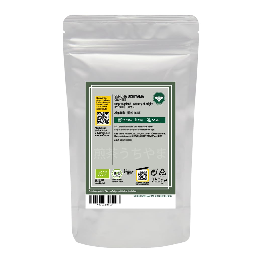 Azafran Grüner Tee - BIO Sencha Grüntee lose geschnitten - Original Uchiyama aus Japan 250g
