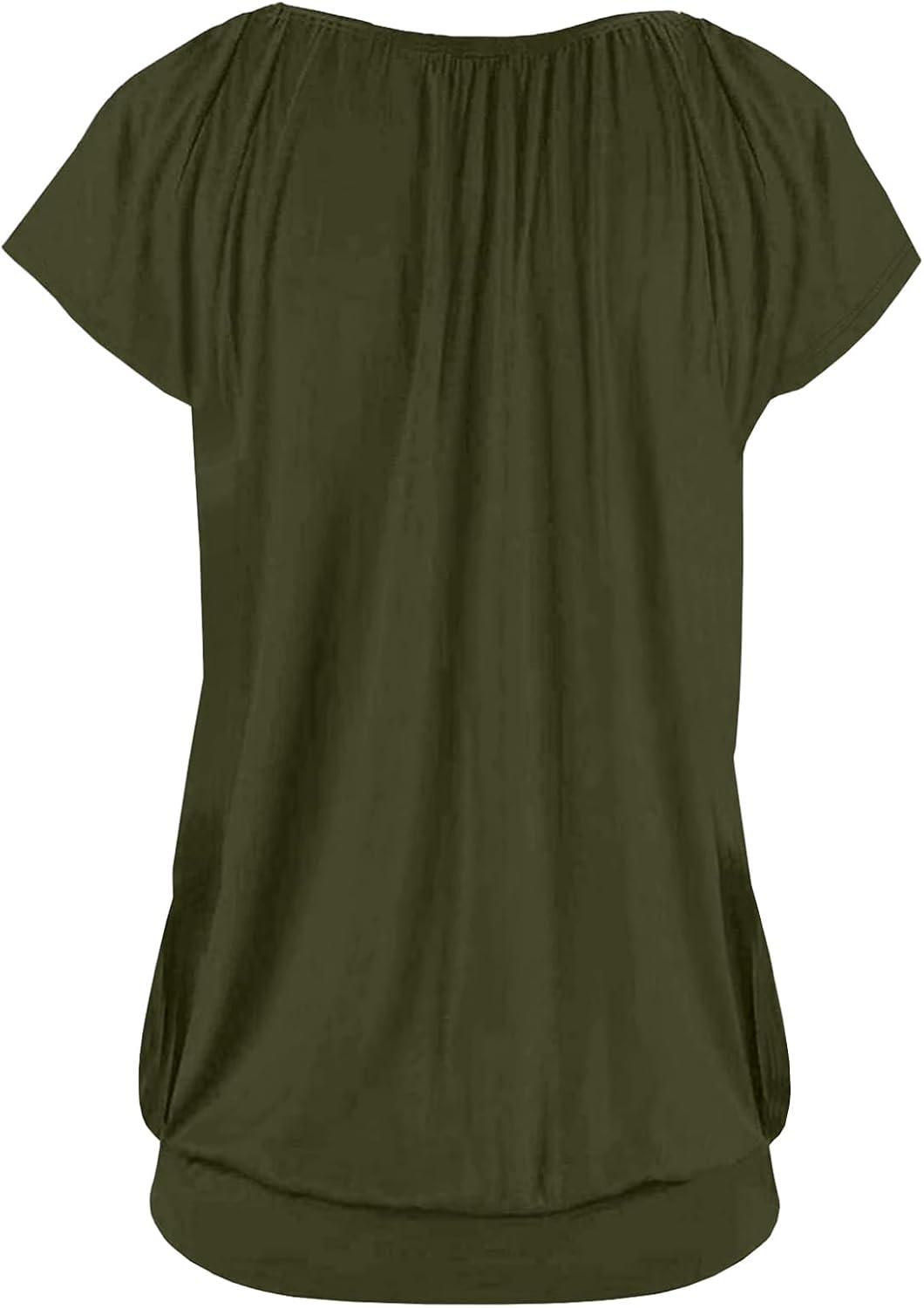 Hongqizo Womens V Neck T Shirts Cap Sleeve Summer Casual Shirts Banded-Bottom Loose Fit Basic Tops - Image 5