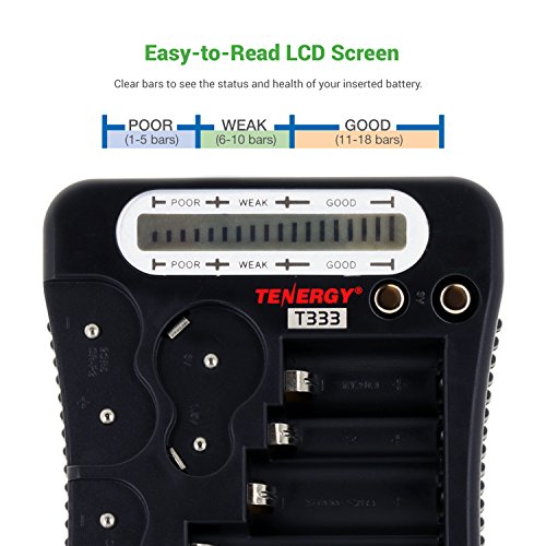 Tenergy T-333 Universal Battery Tester, Lcd Display, Cell Checker, Multi-Purpose Small Battery Tester, For Aa, Aaa, C, D, 9V, Cr123A, Cr2, Crv3, 2Cr5K Crp2, And Button Cell Batteries #TOP3