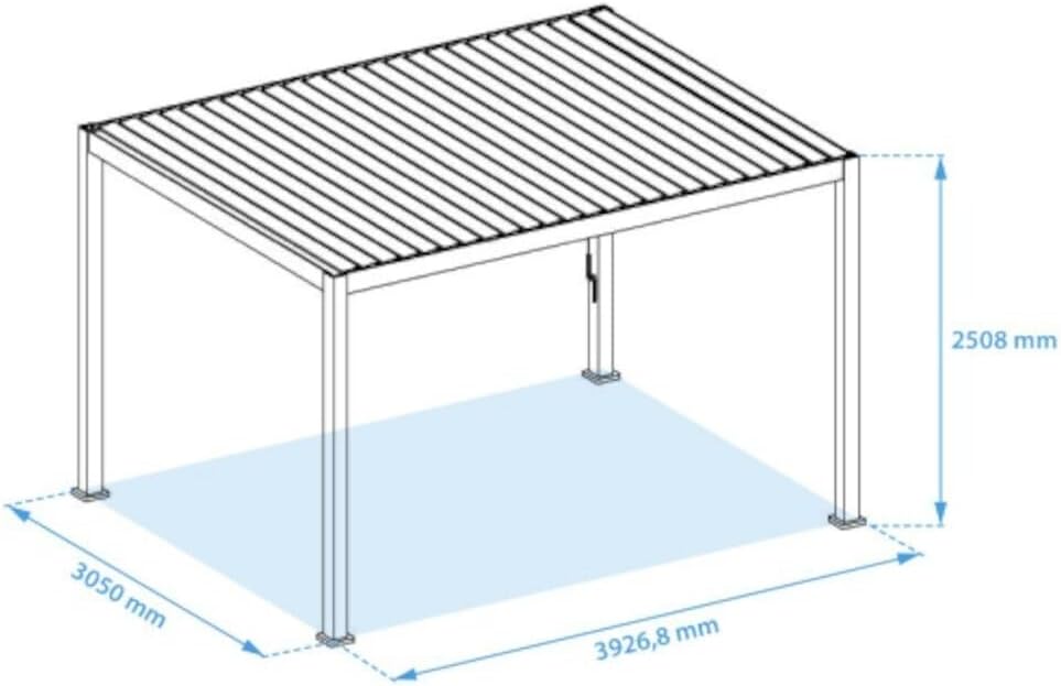 Technical diagram illustrating the overall dimensions of the Mirador Classic Awning ZT199