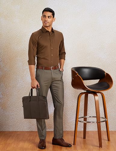 Image of Amazon Brand - Symbol Men's Solid Cotton Formal Shirt | Plain | Full Sleeve - Regular Fit (Available in Plus Sizes)