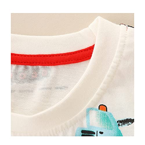 Toddlers Baby Boys Pack Of 3 Cotton Short Sleeve Shirts Clothes Dinosaur Graphic T-Shirt Outfit,White A,3-4T #TOP2