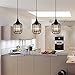 Creatgeek Plug-in Crystal Pendant Light with 16.4'（Ft） Cord and In-Line On/Off Dimmer Switch for Kitchen Island, Dining Room, Black Antique Metal Finish