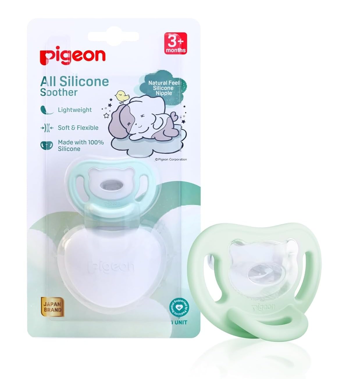 Pigeon All Silicone Baby Soother with Storage Case | Soft Natural Feel Silicone Nipple | Orthodontic Angled Design for Natural Tongue Movement | Lightweight BPA Free Soother for Newborns & Infants (BLUE, M)-image-41