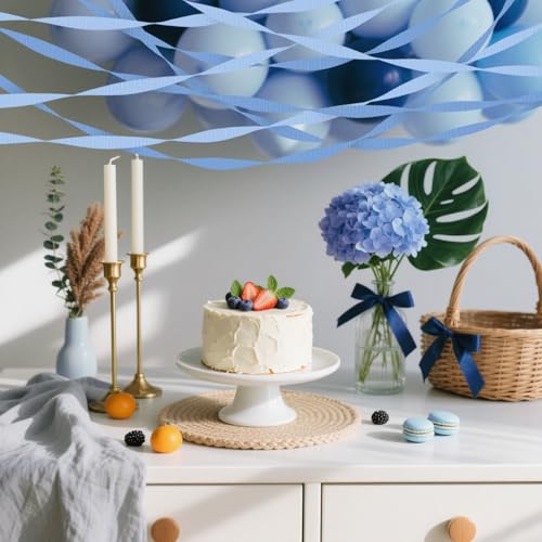Image of 4 Crepe Paper Streamers Rolls, 328ft Pack of Dusty Blue and Light Blue Crepe Paper for Birthday Bridal Shower Wedding Engagement Bachelorette Party Decorations Supplies (1.8 inch x 82 ft /Roll)