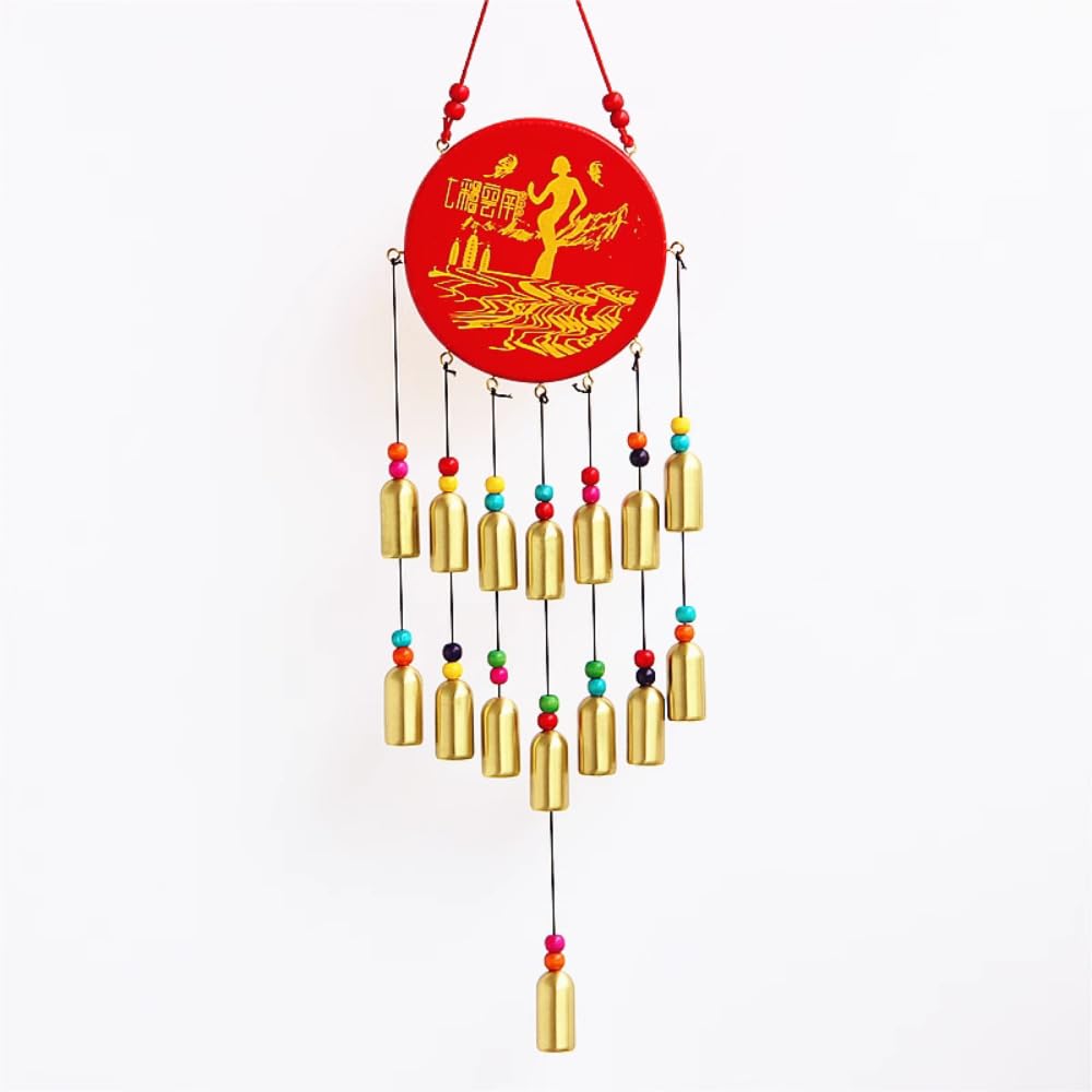 YUEKOPOU Metal Copper Bells Wind Chime Decorations 53x12cm Home Room Decorations