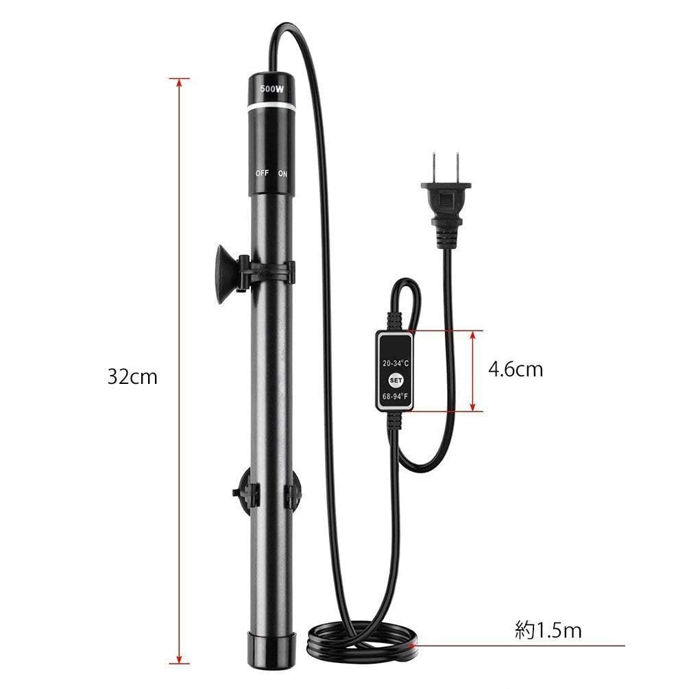 Amazon | 水槽ヒーター ヒーター 90cm用 500W 加熱棒 温度調節可能 LED