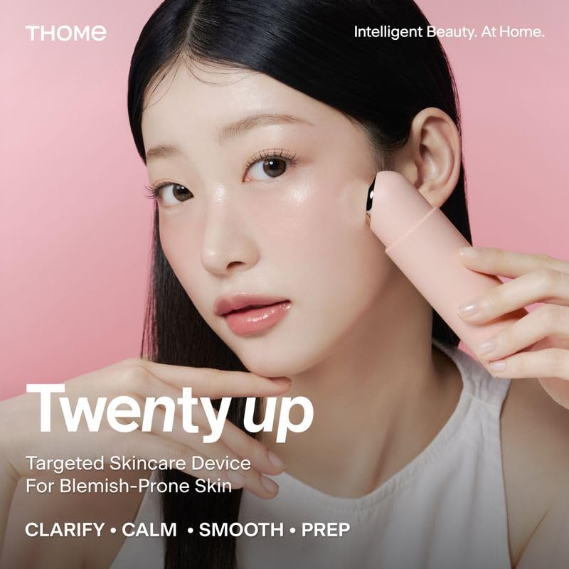 THOME TwentyUp Facial Massager Pink, Gentle At-Home Beauty Tool for Smooth-Looking Texture, Makeup-Ready Skin & Radiant Glow, Lightweight Daily Skincare Tool