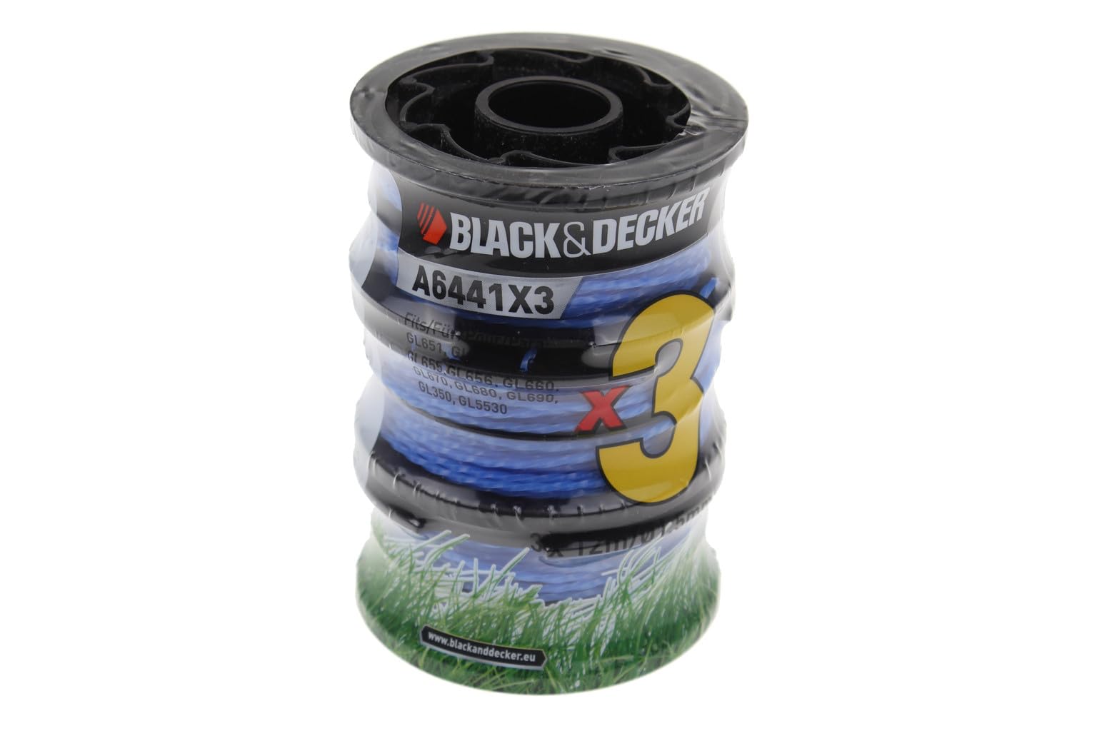 BLACK + DECKER AX107-BO A6441X3 - 3 Reels Reflex Wire 2 X 6 M - 1.5 Mm For Border Trimmer, Blue, 12 m