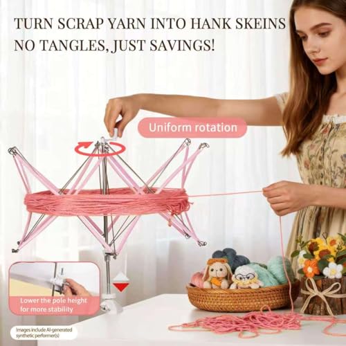 Image of SPEENSUN Yarn Swift, Adjustable Angle /Height Yarn Umbrella Turn Loose Yarn into Tidy Skeins, Easy to Install and Foldable, Perfectly Paired with Yarn Winder, with Storage Bag and Packaging Box