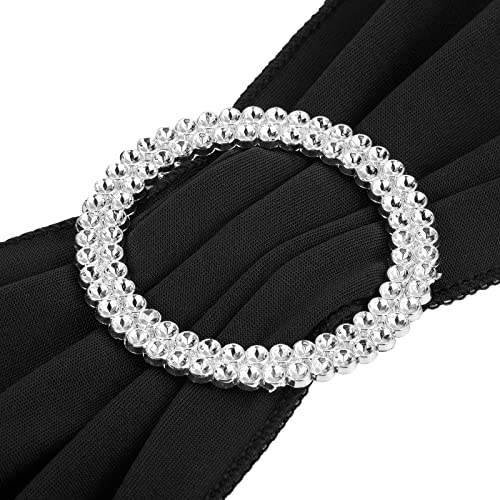 PATIKIL 13" x 5" Stretch Chair Sashes Bows, 25 Pack Elastic Chair Bands Sashes with Buckle Slider for Wedding Banquet Decorations Black - Image 4