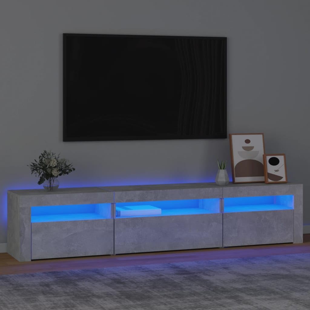 VitaXL TV Stante Con Luci LED Grigio Conca 195x35x40 cm - Dettaglio