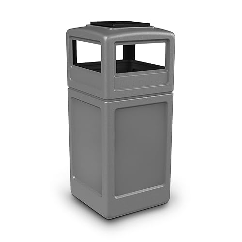 Commercial Zone Contenedor de basura cuadrado de 38 galones con tapa de cúpula de cenicero Color: gris