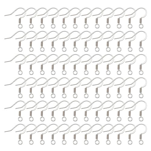 PH PandaHall 200Pcs Stainless Steel Fish Hook Earring Hooks with Horizontal Loop