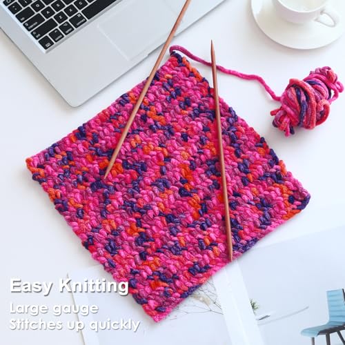 Image of #6 Super Bulky Blanket Yarn for Crocheting - 4 Skeins(Each 10.5oz /300g, 220yds /201m), Chunky Chenille Thick Plush Big Soft Yarn for Crocheting Knitting Blankets, Orange & Rose & Purple