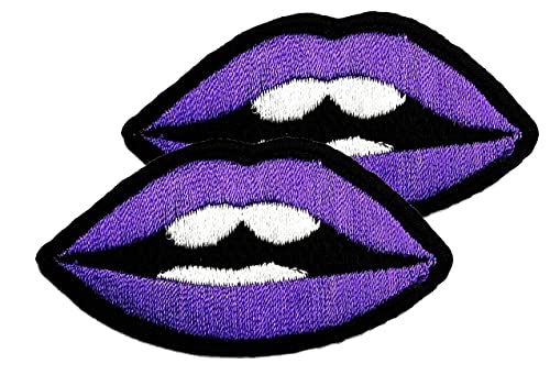 Sexy Purple Lips Patches Embroidered Appliques Symbol Badge Clothes Jeans T-Shirt Hat Backpacks for Men Women Boys Girls (2 PCS)