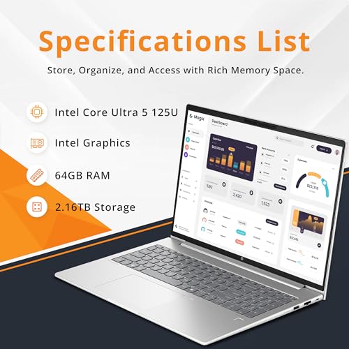 Image of HP ProBook 460 G11 16 inch WUXGA Laptop, Intel Ultra 5 125U, 64GB DDR5, 2.16TB Storage (2TB SSD+160GB Docking Station Set), Intel Graphics, Numeric Keypad, Webcam, Wi-Fi 6E, Windows 11 Pro, Pike Silver
