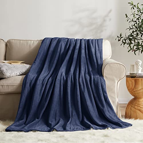 Image of KMUSET Fleece Blanket Navy Queen Size Lightweight Cozy Plush Microfiber Solid Bed Blanket Factory Shop