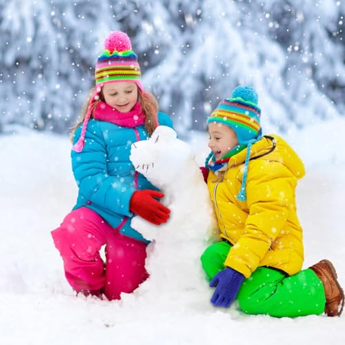 Image of ONESING Kids Knit Gloves - Stretchy Gloves for Boys Girls Winter, Solid Finger Gloves for Children