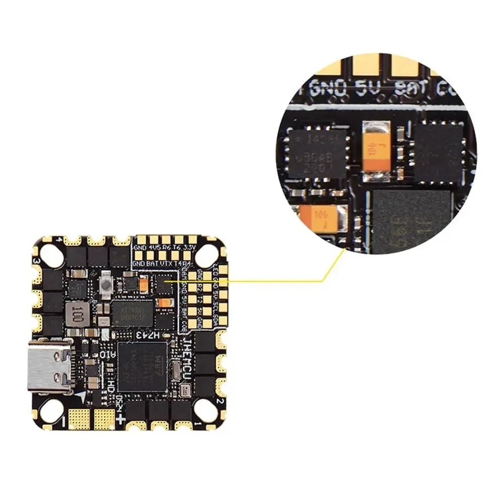 Per controller di volo JHEMCU GH743AIO-HD F743 con ICM-42688 e AM32 - ESC senza spazzole 40A/50A 4in1, 3-6S per drone FPV Freestyle(GH743AIO-HD 50A)