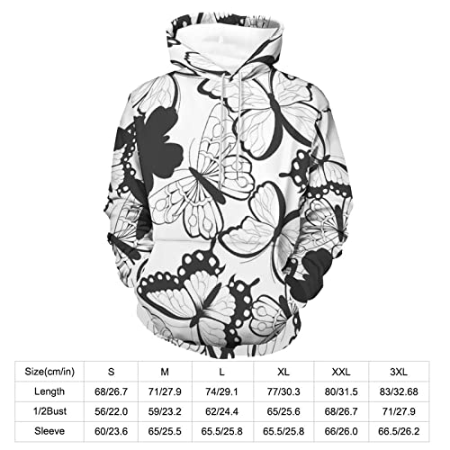 Hoodie imprimé 3D papillon noir avec manches longues - 2