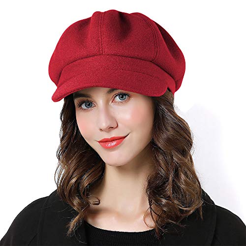 Superora Donne Berretto Newsboy Cappello Baker Berretto Piatto con Visiera Cappelli Lana Autunno Primavera Inverno