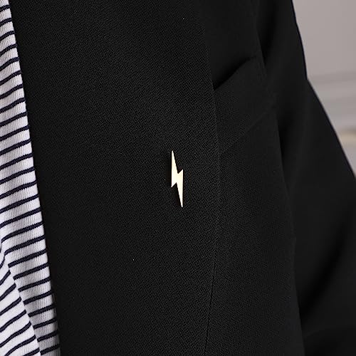 Image of Retro Lightning Charm Stainless Steel Suit Badge Gold Rose Gold Steel Plating Pins