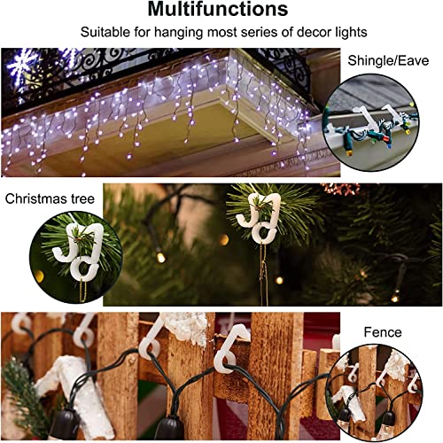 HIQE-FL 120 Stücke Dachrinnenhaken,Dachrinne Lichterkette,Lichterkette Halterung,Befestigung für Lichterketten,Lichterketten Halterung Dachrinne für Weihnachten Außen Dekorativer Lichter