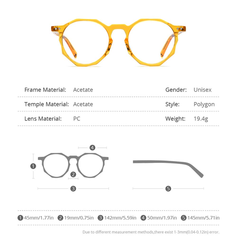MUTYNE Montura de gafas de acetato para hombre, anteojos polígonos Retro Vintage, gafas para mujer