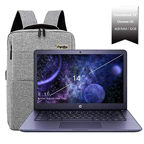 2020 HP 14インチ 軽量 Chromebook AMD A4シリーズプロセッサー、4GB RAM、32GB eMMCストレージ、Webcam、WiFi、Chrome OS (Google Classroom or Zoom対応) ネイビー/レジェン