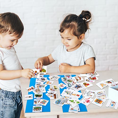 133 Pieces Visual Schedule Cards Daily Routine Home Chore Chart Autism Learning Materials Wall Kids Planner With 6 Blue Background Cards 139 Hook and Loop Dots for Home School Education - Image 3