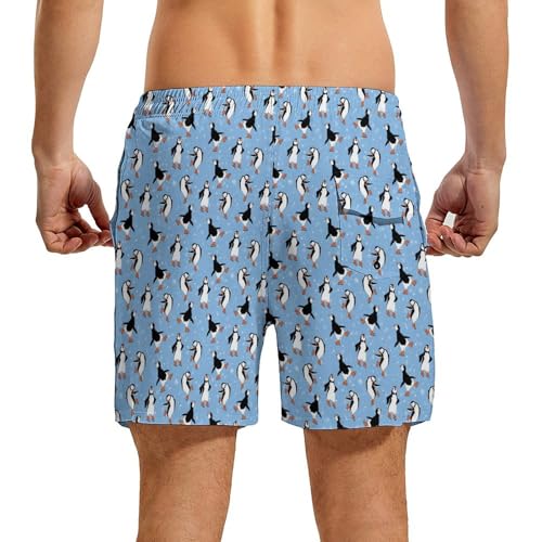 CHILL·TEK Funny Men's Swim Trunks with Compression Liner 5'' Inseam Quick Dry Beach Shorts Breathable Board Shorts for Men4