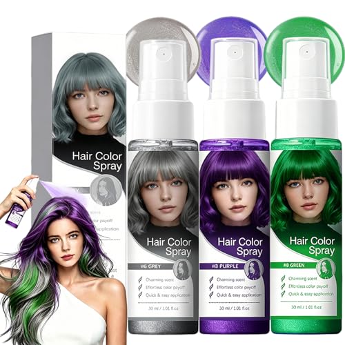 Spray Temporal para Cabello, 3 Colores Uso Único
