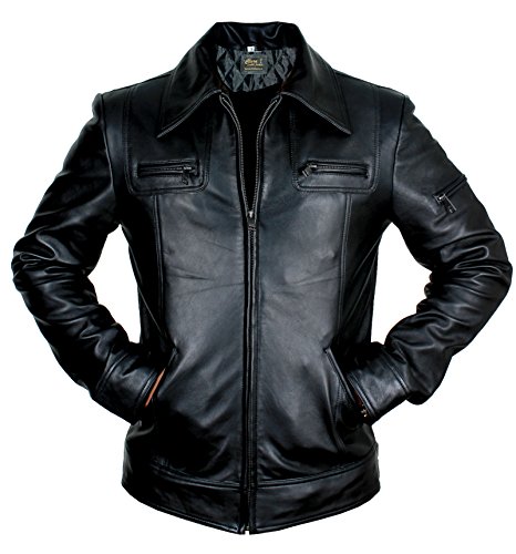 Men Genuine Leather Jacket Slim FIT Black Brown Real Biker Retro New