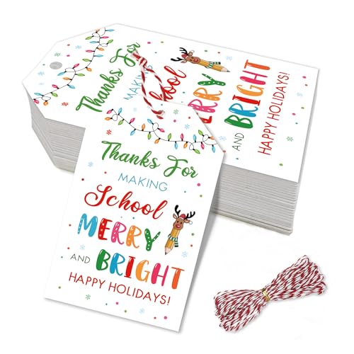 Etiquetas de regalo de agradecimiento para profesores, pack de 40 unidades para Navidad