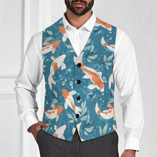 Japanese Fish Men's Suit Vests Business Formal Dress Vest V-Neck Waistcoat for Wedding Casual2