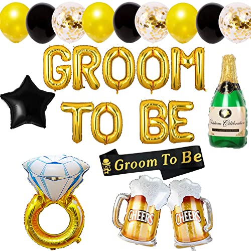 Image of Party Propz Ultimate Groom to Be Party Decoration Kit - 16pcs, Foil Balloons, Sash, Non-Toxic, DIY Celebration Essentials