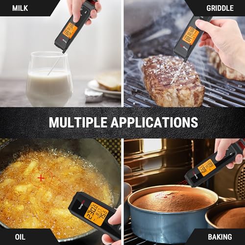Image of ThermoPro TP420 2-in-1 Instant Read Thermometer for Cooking, Infrared Thermometer Cooking Thermometer with Meat Probe, Non-Contact Laser Meat Thermometer for Griddle Grill Pizza Oven HVAC Pool, Black