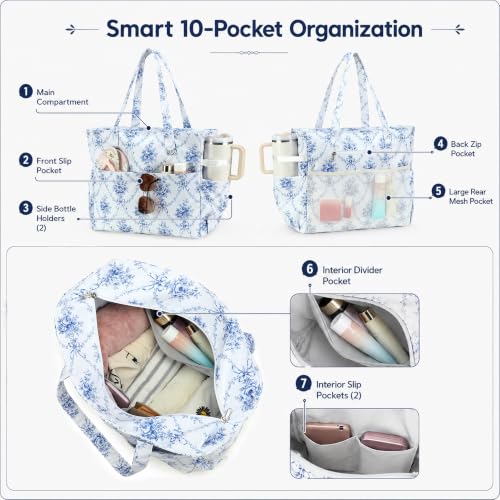 Image of LEDAOU Beach Bag Waterproof Sandproof Women Beach Tote Pool Bag with Zipper for Swim Gym Grocery Travel with Wet Pocket | Sandproof