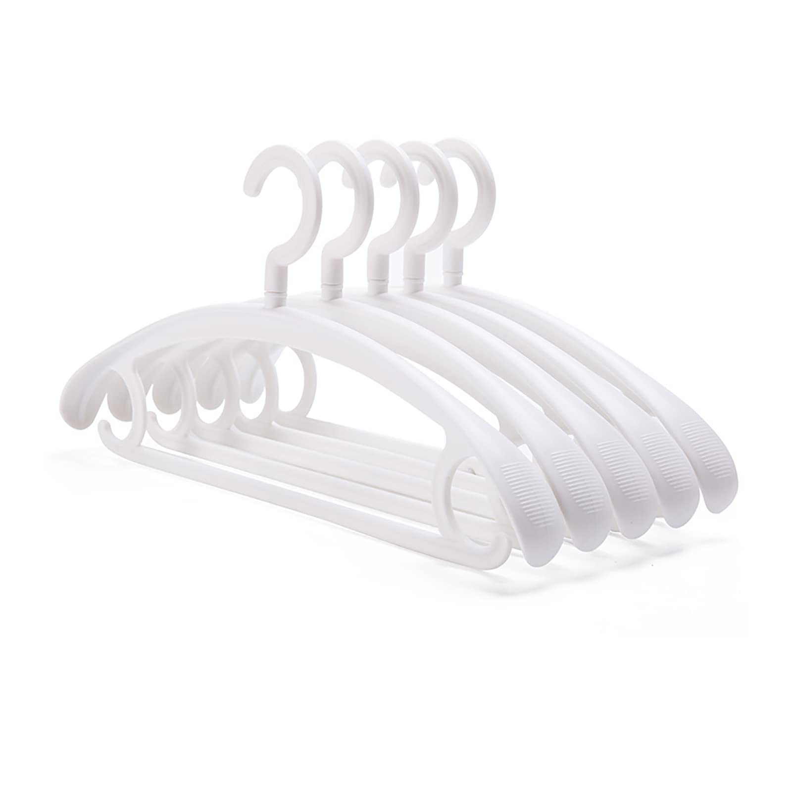 Plastic Clothes Hanger, Extra Thick Plastic Wide Shoulder Adult 360 Degrees Rotate Slip Resistant Standard Clothing Hanger Ideal for Everyday Use White 10 Pack