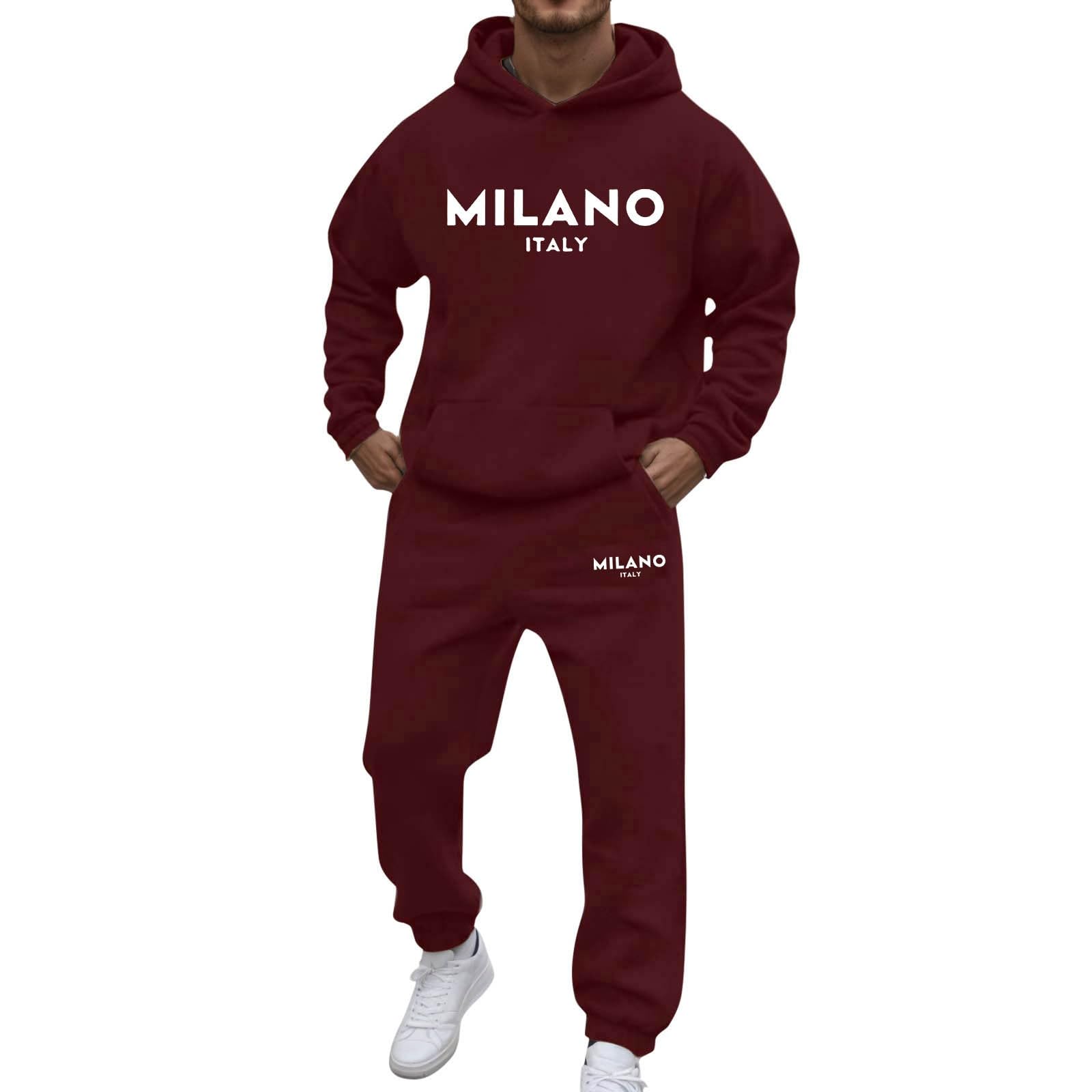 Tuta Uomo Completa Sportivo Palestra Felpa e Pantaloni Jogging Set Completa 2 Pezzi Tute Fitness Larghi Ginnastica Completi Completo