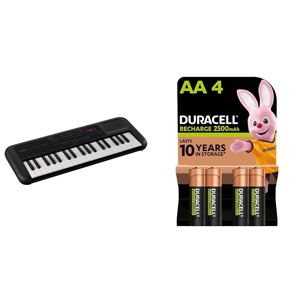 YAMAHAPSS-A50 - Portable, Digital Keyboard with Phrase Recording & Duracell Rechargeable AA Batteries (Pack of 4), 2500 mAh NiMH, pre-charged