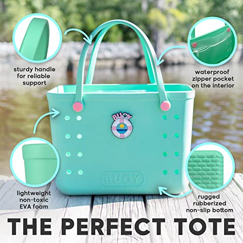 Large Rubber Tote Bag With Waterproof Zipper Pocket | Easy To Clean EVA Rubber Beach Bag With Holes | Beach Bags For Women3