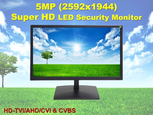 Image of 1stPV 19.5 inch Super HD 5MP /2592x1944 16:9 Professional Security Monitor, Working with 5MP security cameras directly in addition to DVR & PC, Support HD-TVI, AHD, CVI & CVBS, 1 HDMI, 2 BNC In & 1 Out