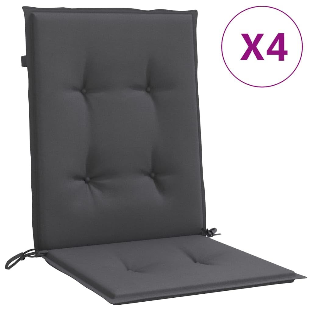 ShGaxin Cojines Silla Respaldo bajo 4 ud Tela Gris Antracita Melange, Cojines para Butacas De Jardin, Cojines Sillas Cocina, Cojines para Sillas De Terraza, Cojin Silla Exterior - 4002443