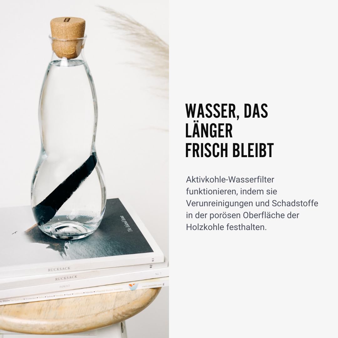 BLACK + BLUM Binchotan Aktivkohle Wasserfilter 4er-Pack, Nachhaltiger, japanischer Wasserfilter Trinkwasser, Aktivkohlefilter Wasseraufbereitung reinigt und fügt Mineralien hinzu
